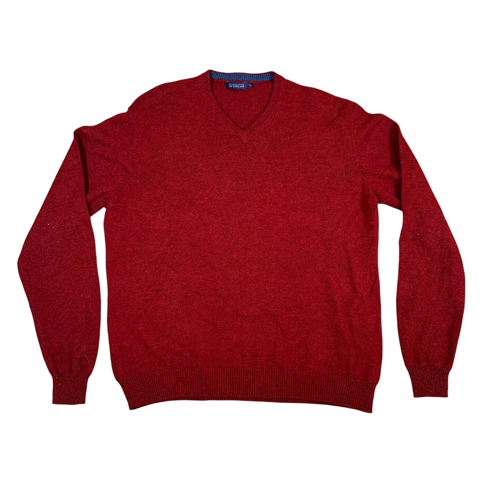 Gleneagles of Scotland Mens XL V-Neck Sweater Pure New Wool Red Heather Knit